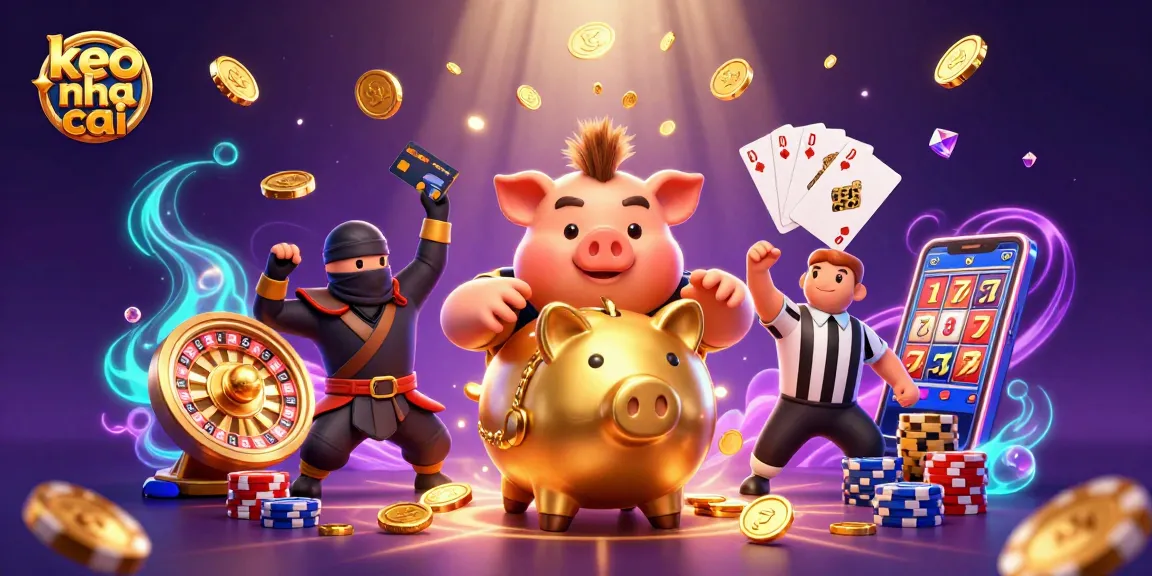 Experience the excitement of keo nha cai through a dynamic 3D illustration showcasing casino action.