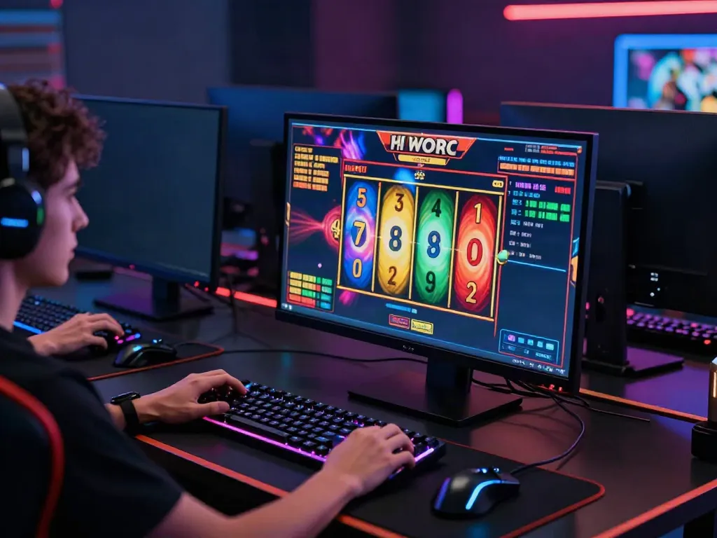 Exciting gaming atmosphere showcasing a QQMacan user engaged with high-speed online slot game.