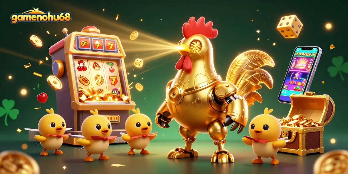 Experience the thrill of spinning slots with gamenohu68's vibrant casino scene featuring animated characters and jackpot excitement.