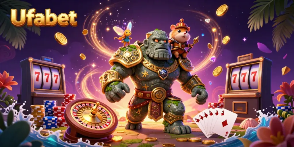 Engage in exciting gambling with Ufabet through vibrant casino characters and thrilling game elements.