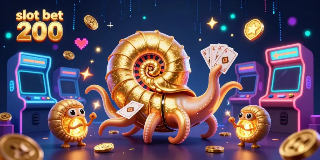 Engage in thrilling gameplay at slot bet 200 with a vibrant 3D scene showcasing excitement and jackpots.