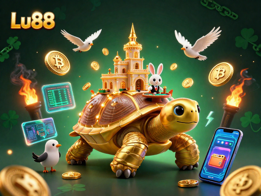 Lu88 brings excitement to the casino realm with the cheerful golden tortoise and its vibrant gaming world.