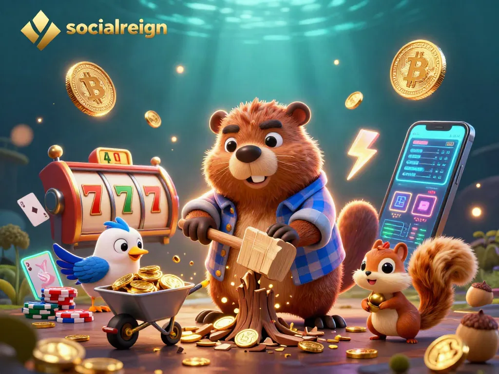 Join the adventure with socialreign! Spin slot reels and collect golden coins in this vibrant casino scene.
