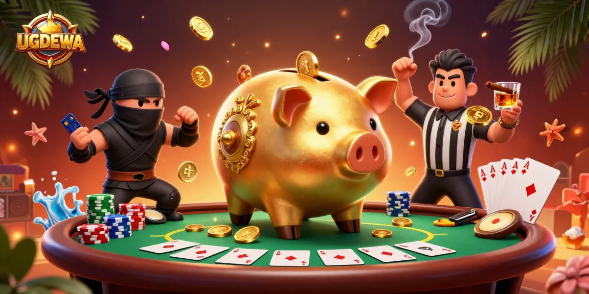 Experience excitement at UGDEWA while a sumo wrestler shakes loose golden coins on a poker table.