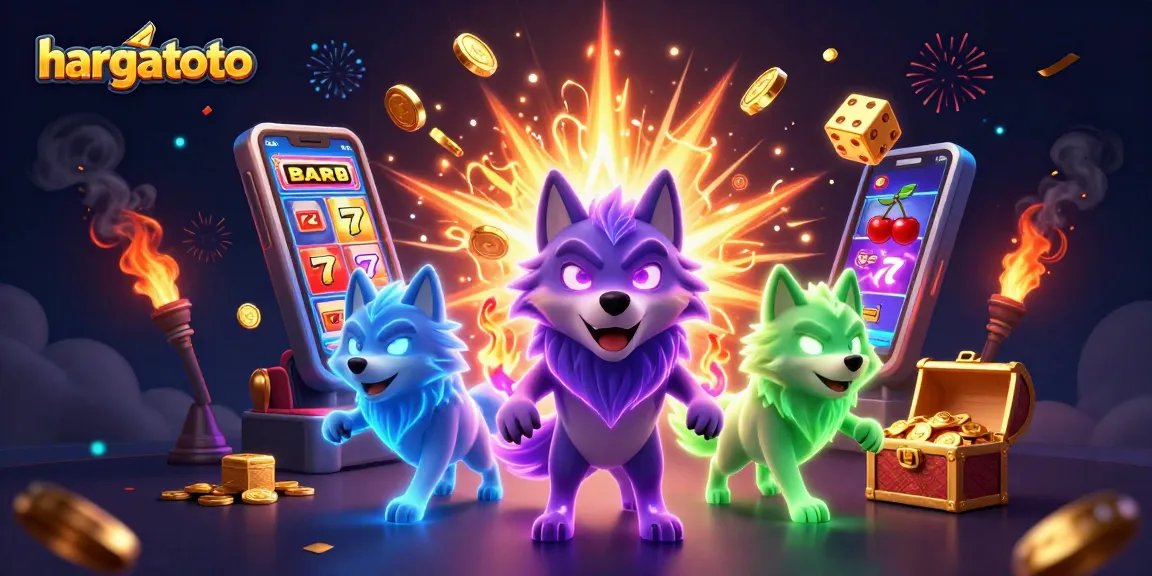 Experience winning with hargatoto's vibrant 3D casino scene showcasing rich slot machine action.