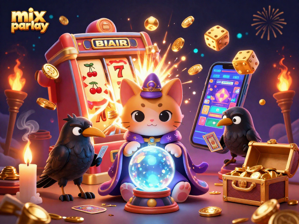 Experience thrilling mix parlay betting with our vibrant 3D casino scene, featuring dynamic games and characters.