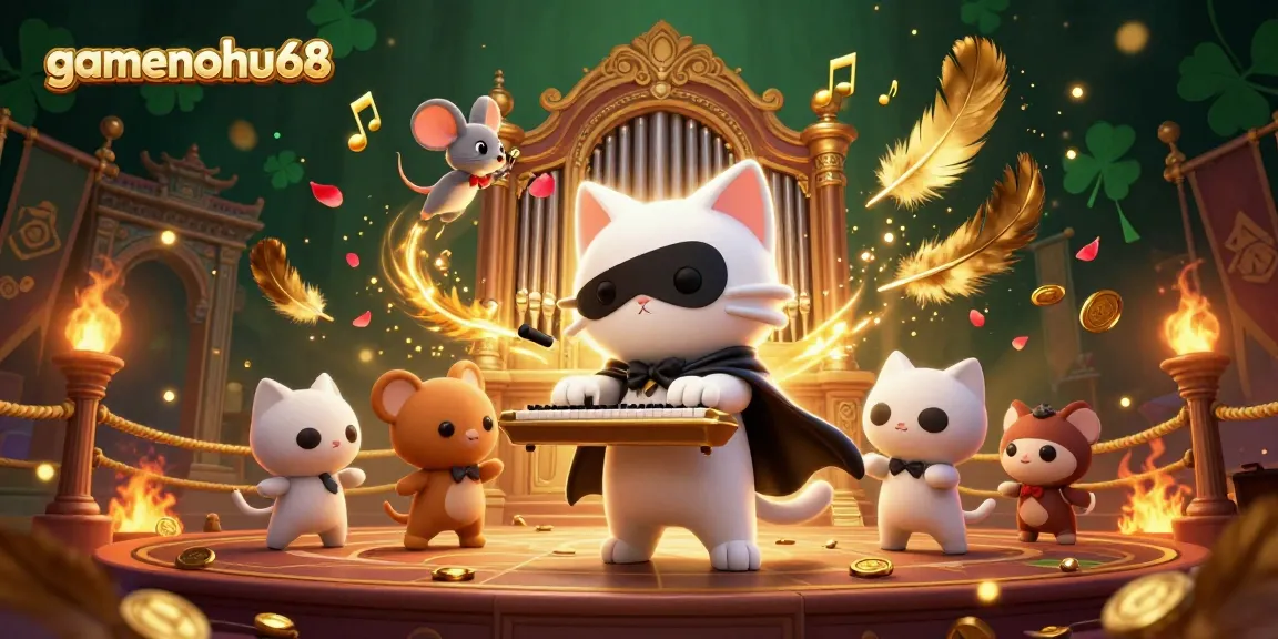 Experience gaming excitement with gamenohu68 in a vibrant casino scene featuring animated characters and dynamic elements.