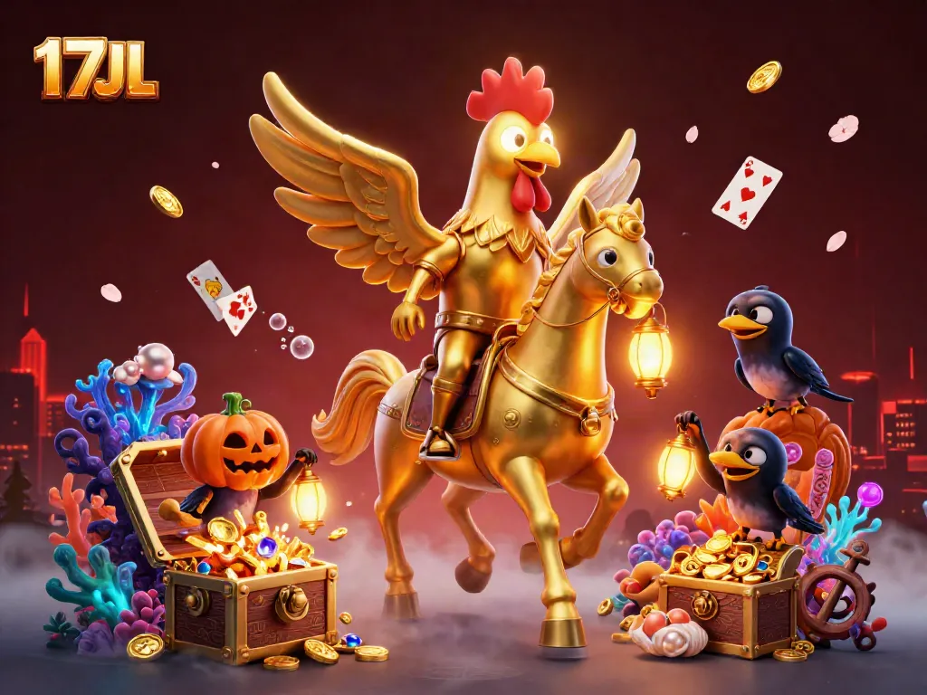 Experience thrilling gameplay with 17JL in a vibrant casino scene involving captivating characters and rich treasures.