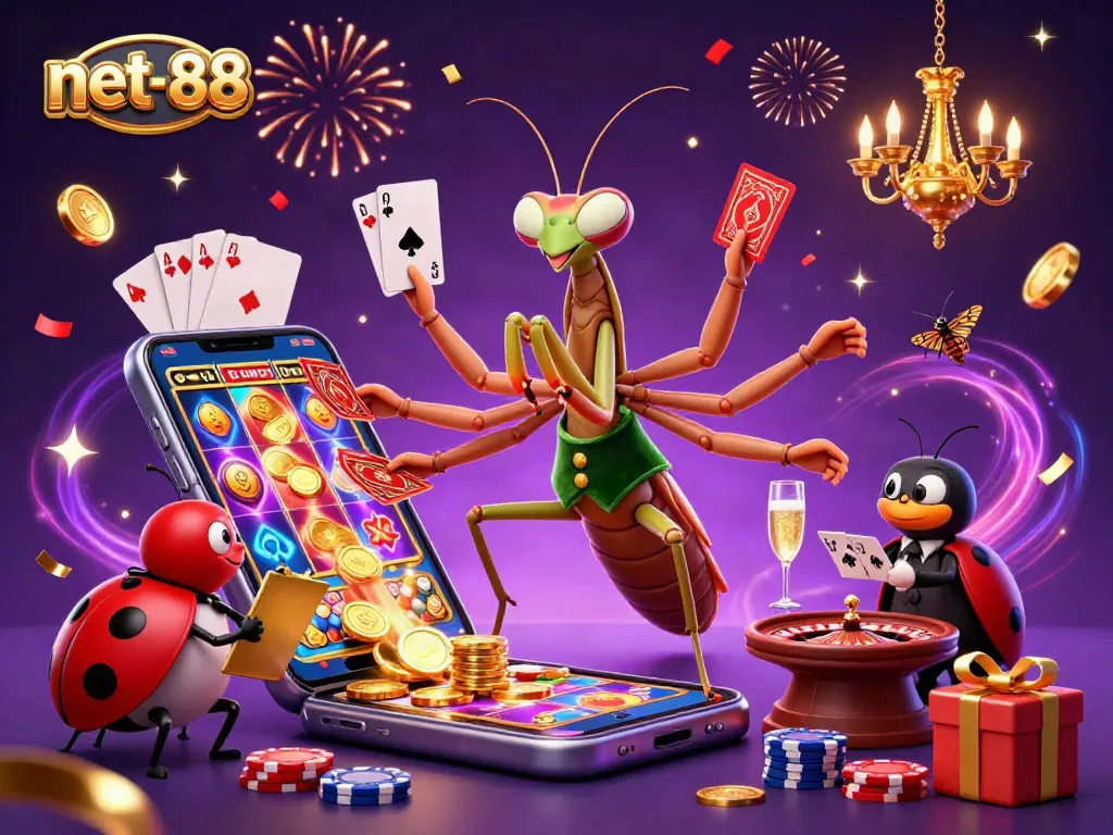 Experience thrilling gameplay at net-88 with a vibrant casino scene featuring exciting slot games.