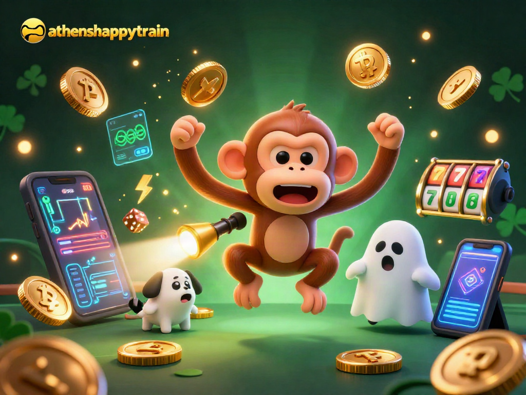 Experience thrilling gameplay with athenshappytrain in a vibrant haunted casino featuring magical elements and crypto coins