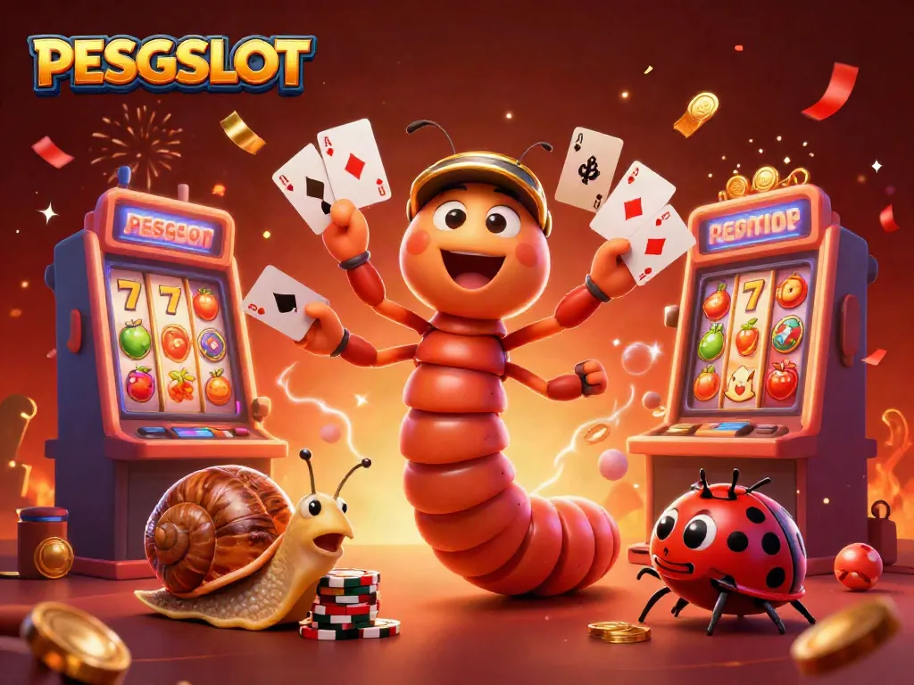 Permainan slot online PESGSLOT yang menarik dengan dealer unik dan simbol keberuntungan.