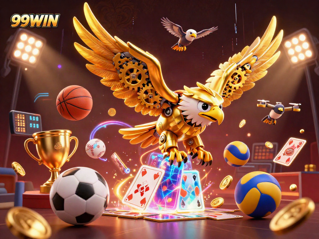 Experience the excitement of 99WIN with immersive sports betting elements and vibrant visuals.