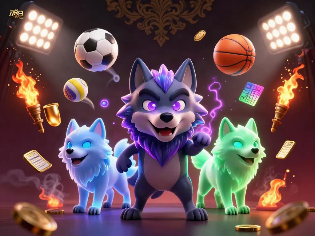 Experience the vibrant 789CLUB atmosphere with a dynamic 3D scene filled with animated sports elements.