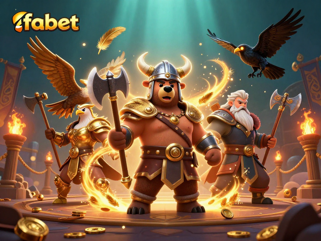 Experience exciting gambling adventures at fabet with animated characters in a dazzling casino scene.