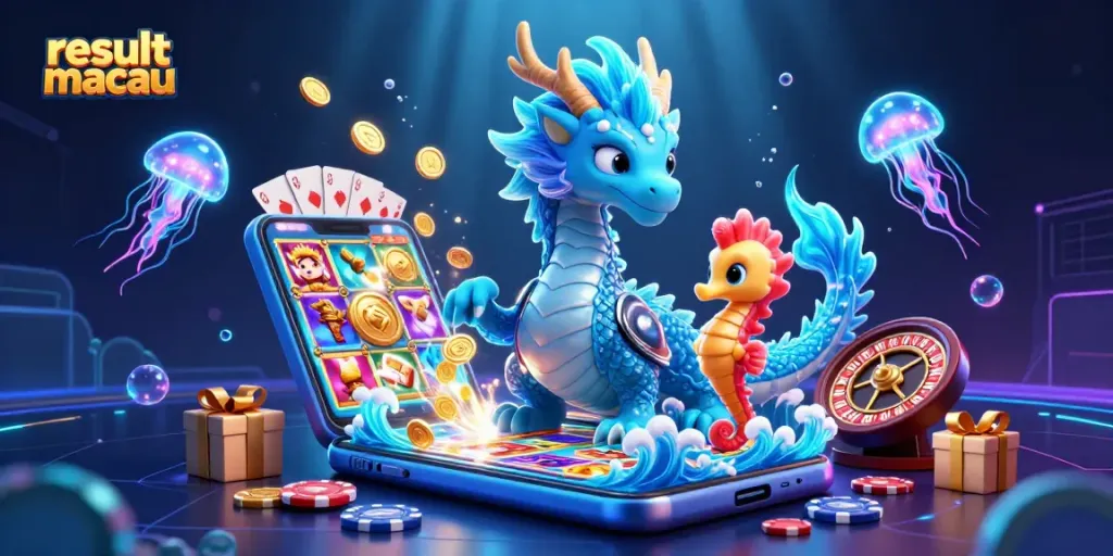 Spin to win with the latest result macau updates in this vibrant casino illustration.