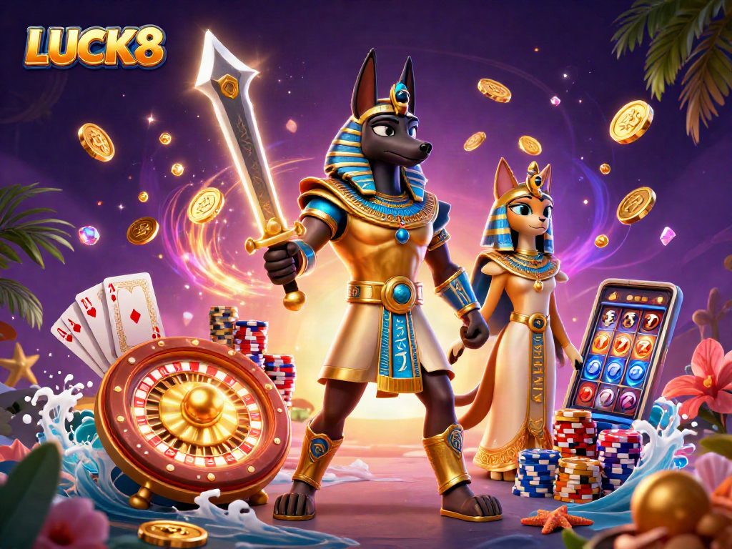 Hòa mình vào thế giới LUCK8 với Anubis và Bastet trong casino 3D đầy sắc màu