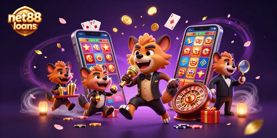Experience the thrilling comedy of net88 loans in this vibrant casino scene with hyenas!