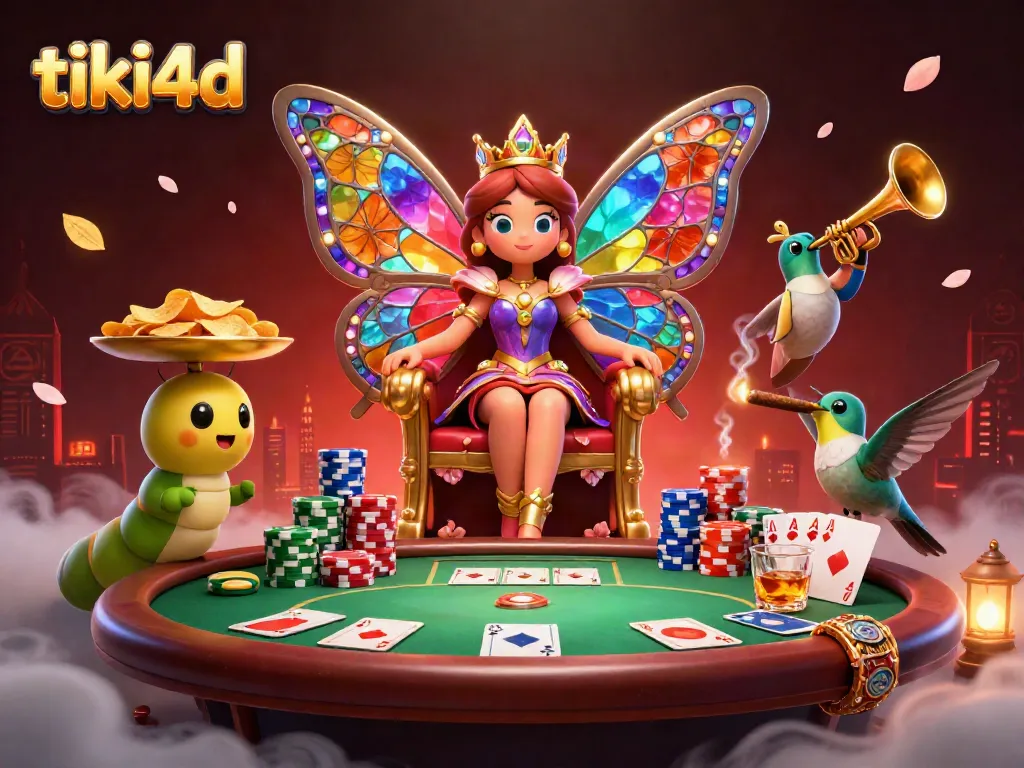 Mainkan togel seru dengan tiki4d, mengelilingi ratu kupu-kupu 3D dan permainan kasino menarik.