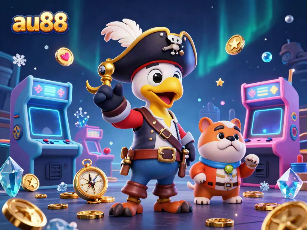 Engage in thrilling gaming adventures with the colorful 3D characters of au88 in a dynamic casino scene.