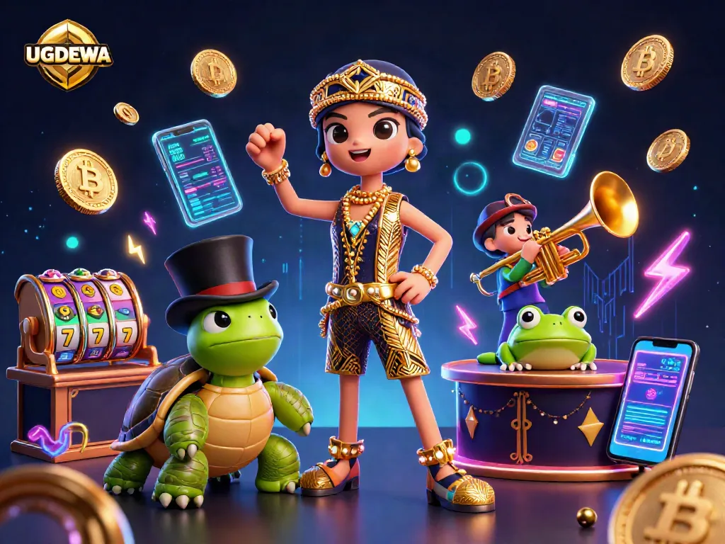 Engage with UGDEWA's vibrant, lively gambling experience featuring unique characters and dynamic elements.