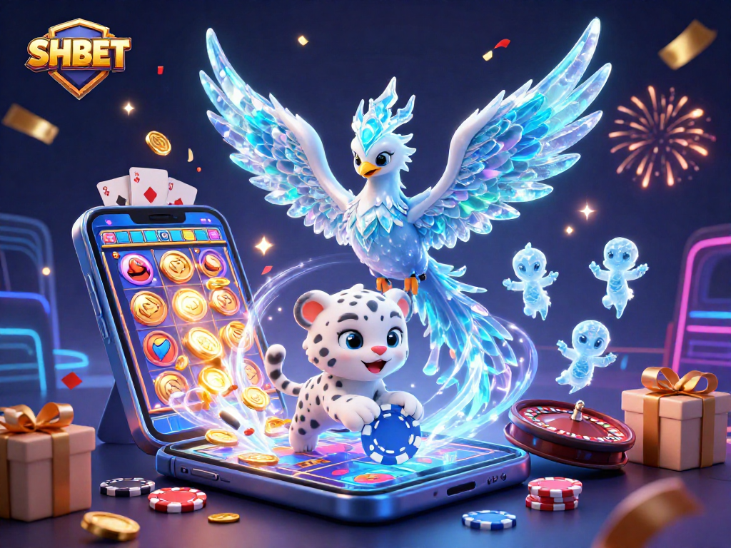 Experience thrilling gaming at SHBET with vibrant characters and dynamic casino elements.