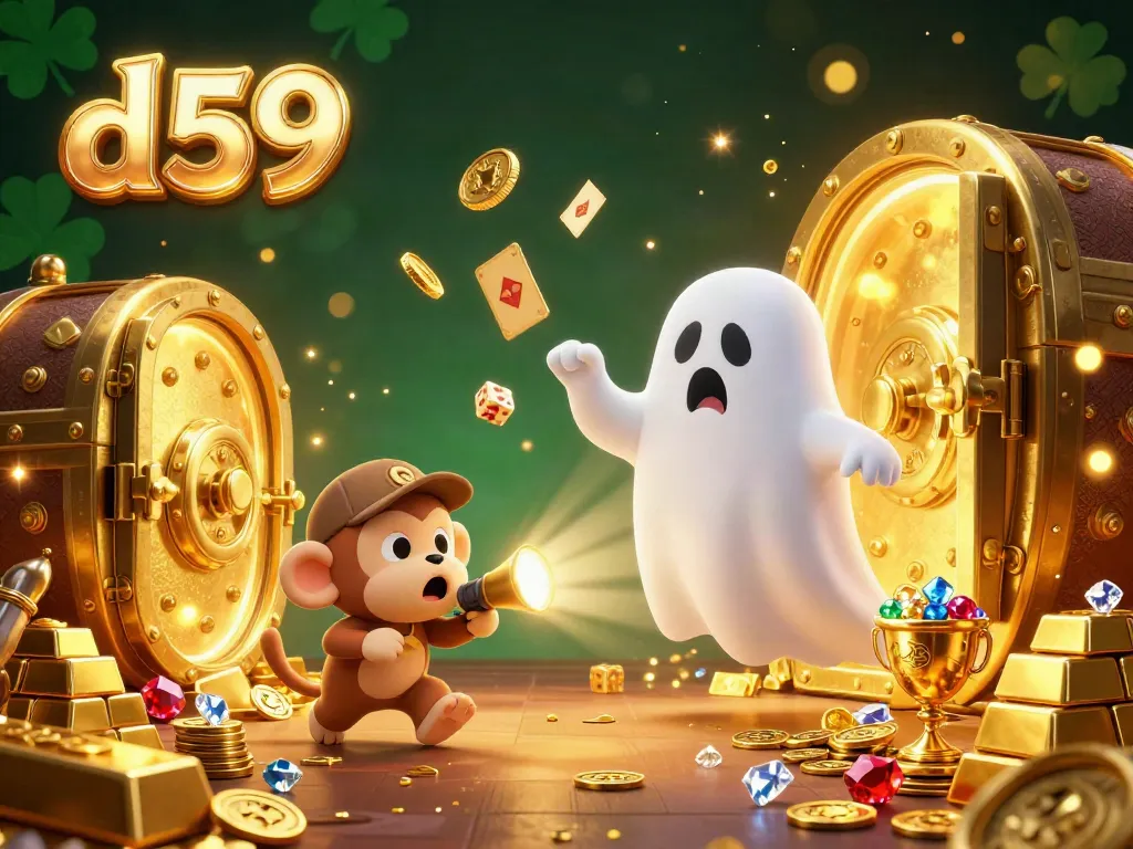 Engage with d59's thrilling casino adventure as a playful poltergeist monkey juggles treasures.