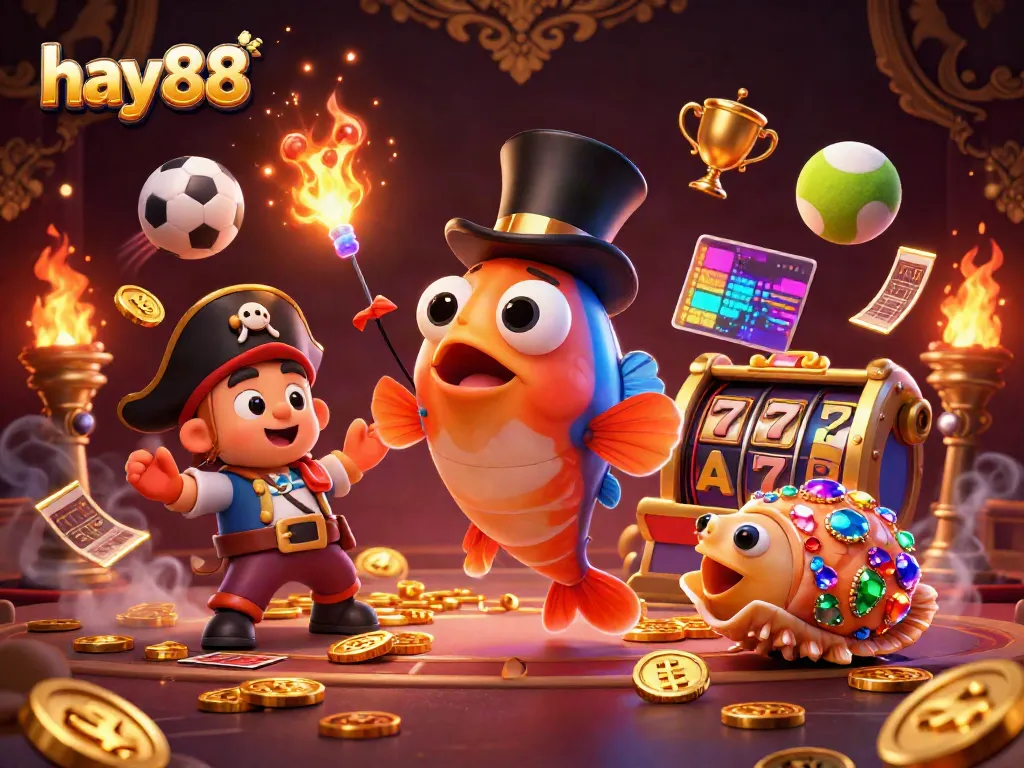 Experience the excitement of gaming at hay88 with vibrant 3D underwater casino characters.