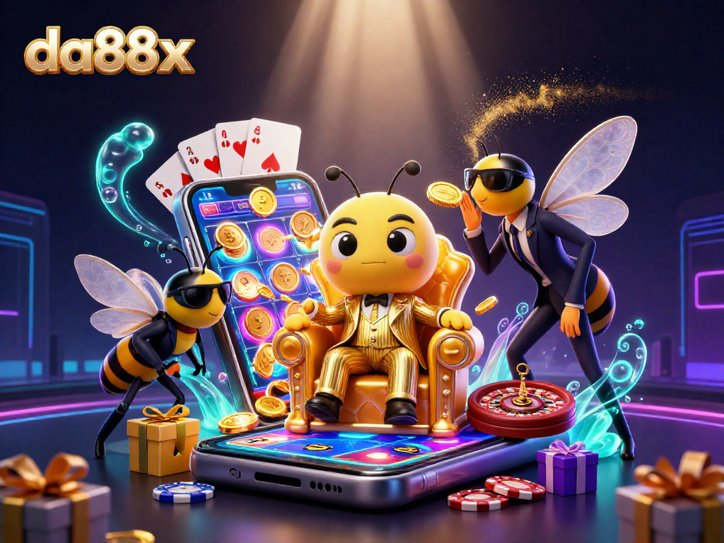 Experience thrilling wins with da88x in a vibrant, dynamic casino scene featuring immersive gambling elements.